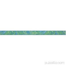 Country Brook Design®1 Inch Green Paisley Ribbon on Ocean Blue Nylon Webbing Closeout